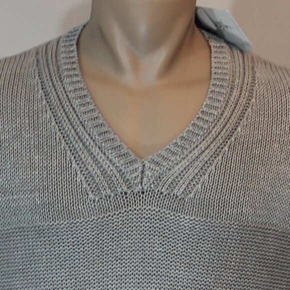 NWT Black 1826 Brown v neck 100% linen silver  gray cozy sweater men size XL - Picture 4 of 8